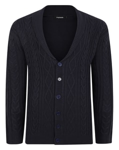 Bigdude Cable Knit Cardigan Navy