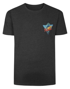 Bigdude Long Beach Surfing Back Print T-Shirt Charcoal