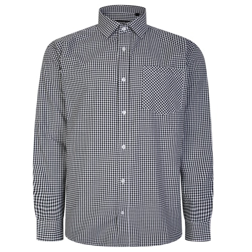 Bigdude Long Sleeve Check Shirt Black/White Tall