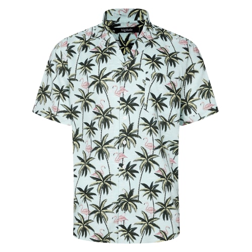Bigdude Relaxed Collar Viscose Shirt Turquoise