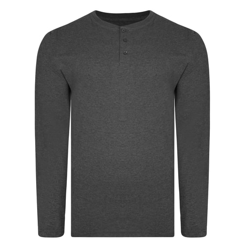 Bigdude Long Sleeve Grandad T-Shirt Charcoal