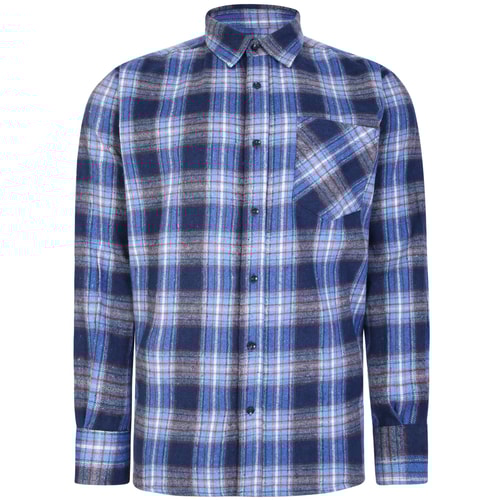 Bigdude Long Sleeve Flannel Shirt Blue