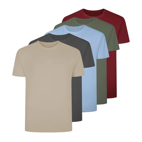 Bigdude 5 Pack Plain T-Shirts Multi Tall