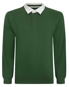 Bigdude Rugby Style Long Sleeve Polo Shirt Dark Green