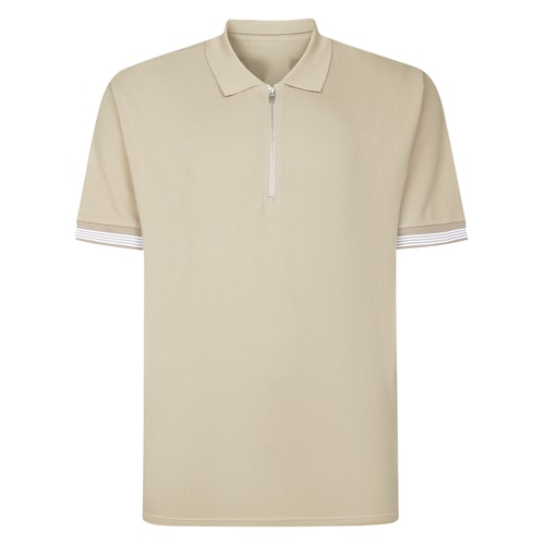 Bigdude Textured Zip Polo Sand