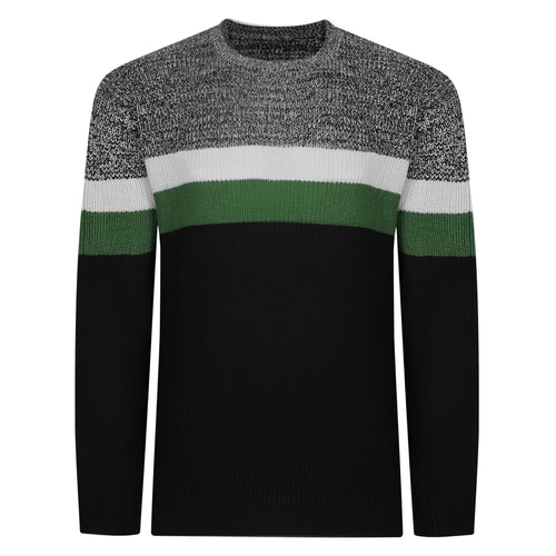Bigdude Colour Block Knitted Jumper Black