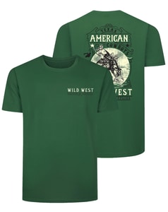 Bigdude American Cowboys Back Print T-Shirt Dark Green Tall