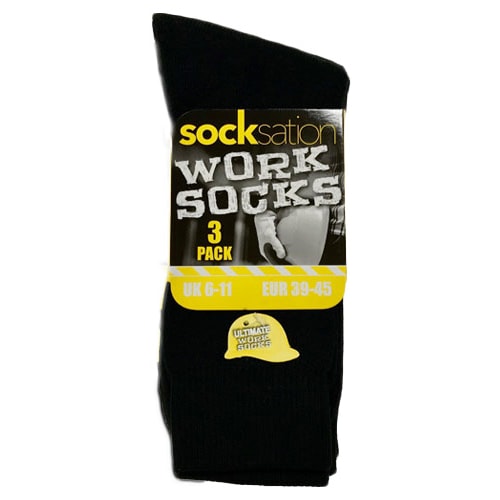 Socksation Black Work Socks 3 Pack Black