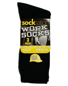 Socksation Black Work Socks 3 Pack Black
