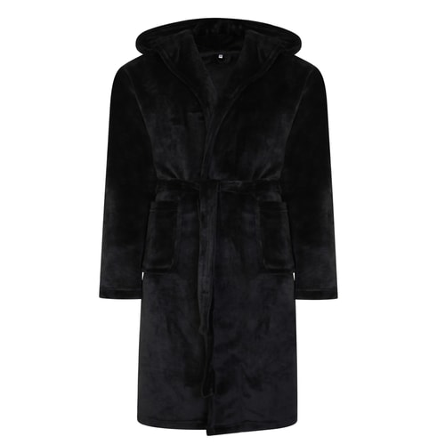 Bigdude Hooded Fleece Dressing Gown Black