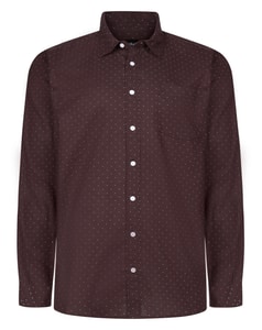 Bigdude Dots Cotton Long Sleeve Shirt Dark Maroon