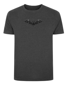 Bigdude Halloween Bat Print T-Shirt Charcoal Marl