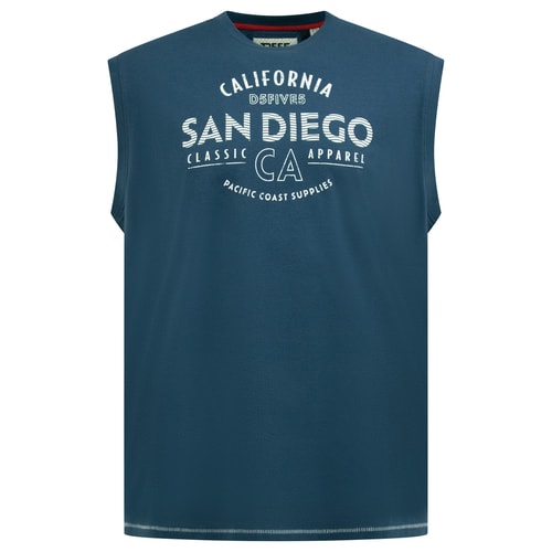 D555 Havant San Diego Printed Sleeveless T-Shirt French Navy