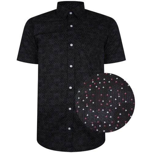 Bigdude Short Sleeve Cotton Woven Shirt Black/Red Tall