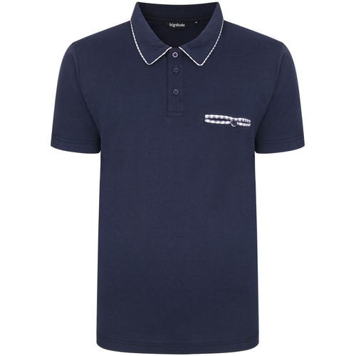 Bigdude Woven Pocket Polo Shirt Navy