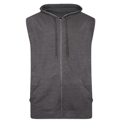 Bigdude Loop Back Sleeveless Hoody Charcoal Tall