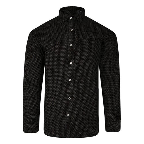 Bigdude Long Sleeve Dobby Print Shirt Black Tall
