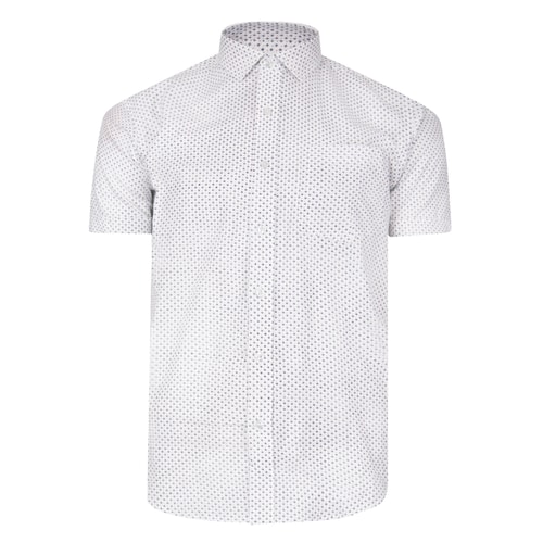 Bigdude Short Sleeve Dobby Print Shirt White Tall