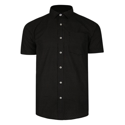 Bigdude Short Sleeve Dobby Print Shirt Black Tall