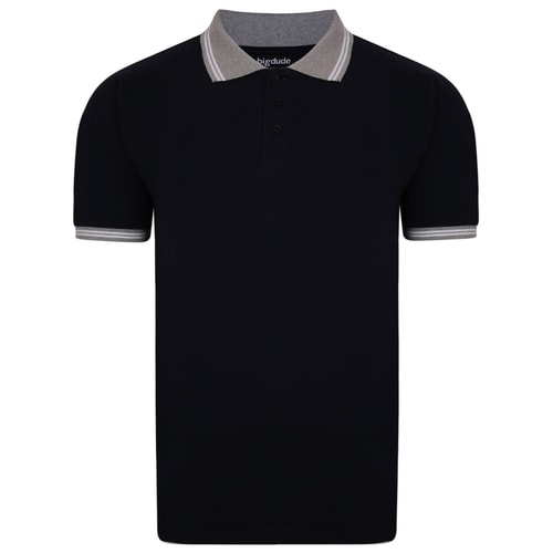 Bigdude Contrast Tipped Polo Shirt Navy Tall