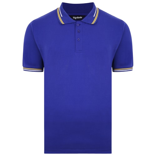 Bigdude Designer Tipped Polo Shirt Cobalt Blue
