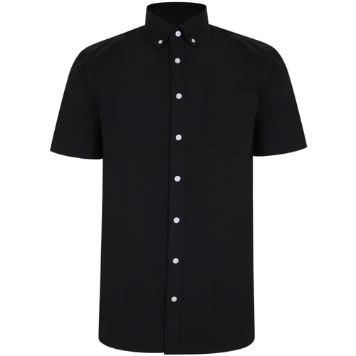 Bigdude Linen Blend Short Sleeve Shirt Black