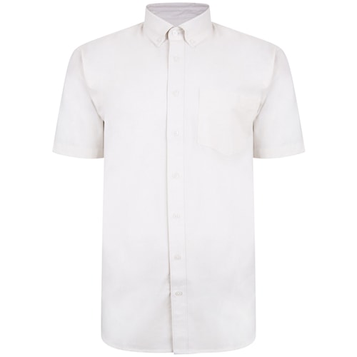 Bigdude Linen Blend Short Sleeve Shirt Off White Tall