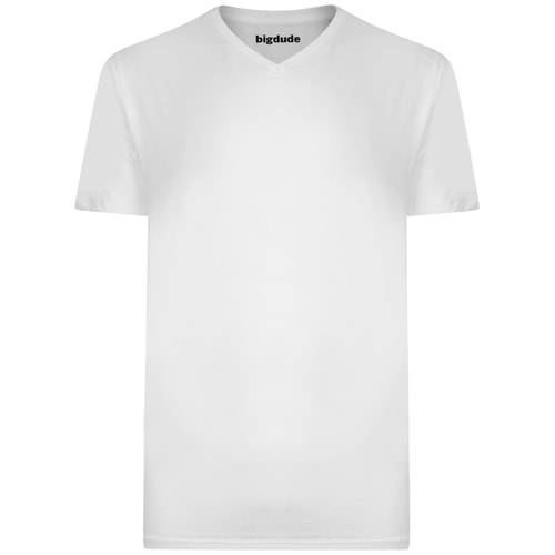Bigdude Plain V-Neck T-Shirt White