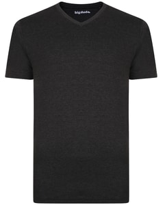 Bigdude Plain V-Neck T-Shirt Charcoal Marl