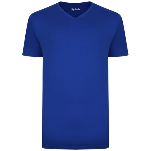 Bigdude Plain V-Neck T-Shirt Royal Blue
