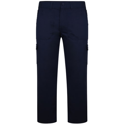 Bigdude Elasticated Waist Cargo Trousers with Zip Navy