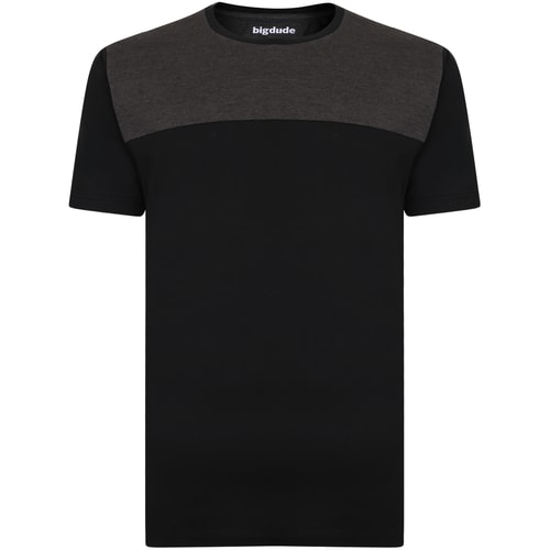 Bigdude Cut & Sew 2 Tone T-Shirt Black/Charcoal Tall