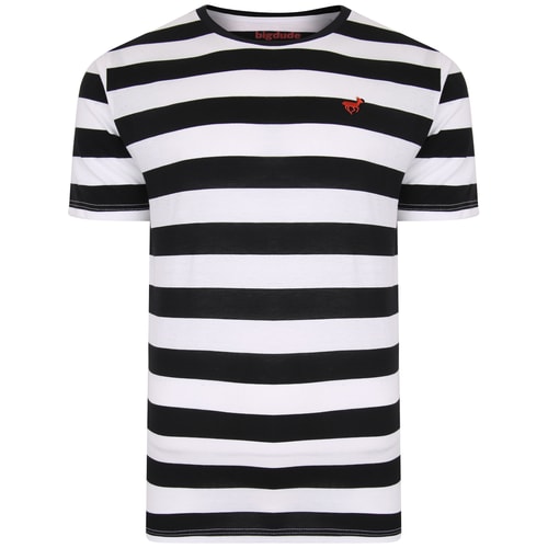 Bigdude Logo Striped T-Shirt Black/White