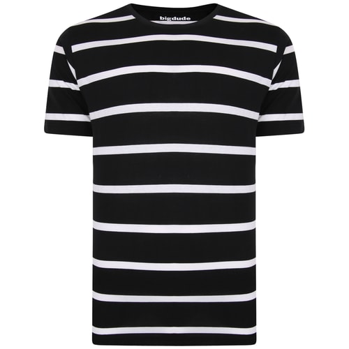 Bigdude Striped Crew Neck T-Shirt Black/White