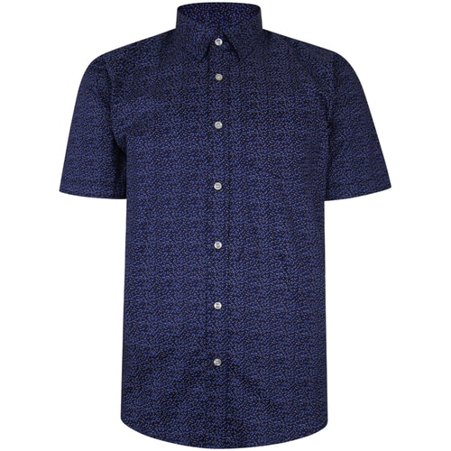Bigdude Short Sleeve Cotton Woven Spotted Shirt Navy