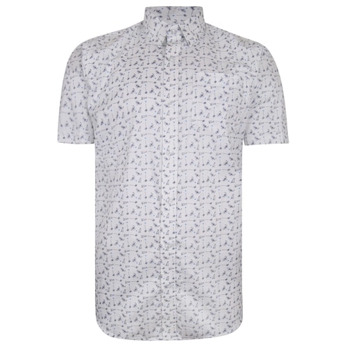 Bigdude Short Sleeve Cotton Woven Cocktails Shirt White Tall