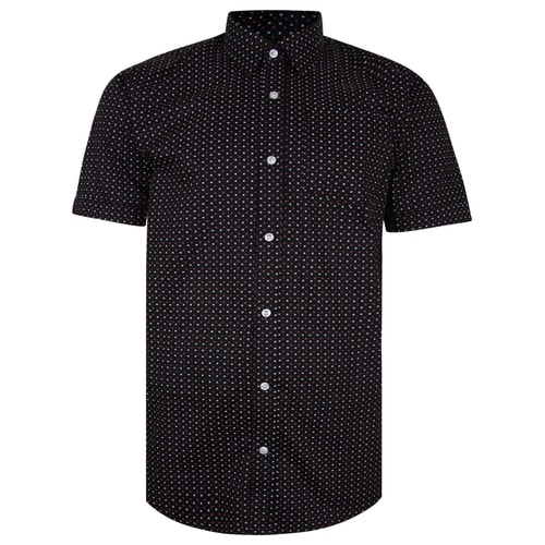 Bigdude Short Sleeve Cotton Woven Asterix Shirt Black Tall