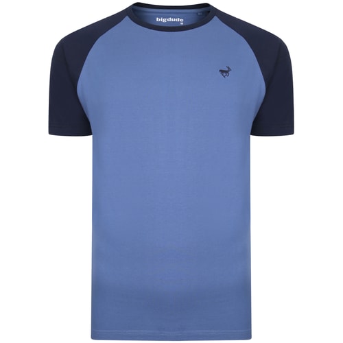 Bigdude Contrast Raglan Sleeve T-Shirt Blue/Navy Tall