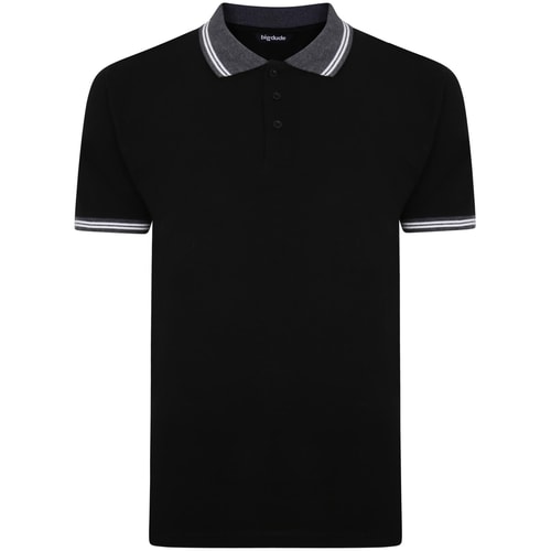 Bigdude Contrast Tipped Polo Shirt Black