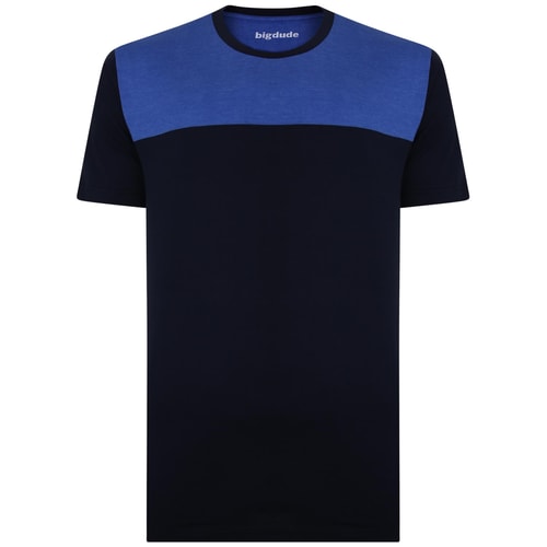 Bigdude Cut & Sew 2 Tone T-Shirt Navy/Royal Blue Tall