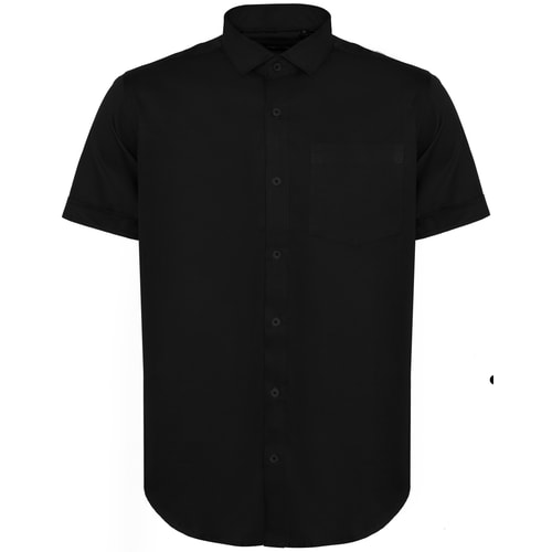 Bigdude Fine Twill Short Sleeve Shirt Black Tall