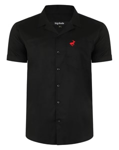 Bigdude Relaxed Collar Short Sleeve Shirt Black