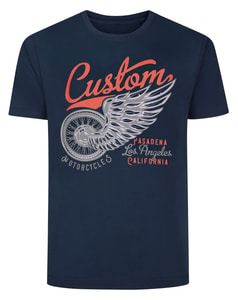 Bigdude Custom Motorcycles Print T-Shirt Navy Tall