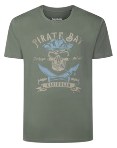 Bigdude Pirate Bay Print T-Shirt Sage Green