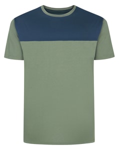 Bigdude Cut & Sew 2 Tone T-Shirt Sage Green/Navy