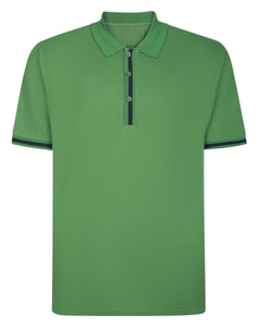 Bigdude Contrast Stripe Placket With Tipped Cuff Polo Shirt Deep Green Tall