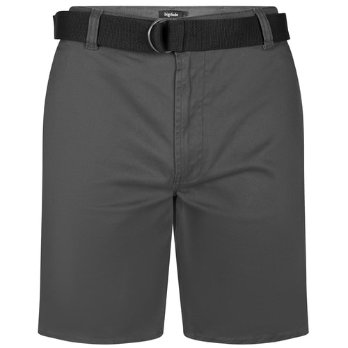 Bigdude Stretch Chino Shorts With Belt Charcoal