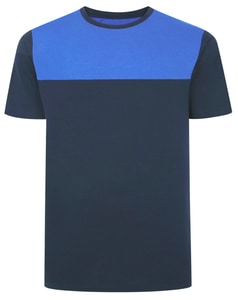 Bigdude Cut & Sew 2 Tone T-Shirt Navy/Royal Blue Tall