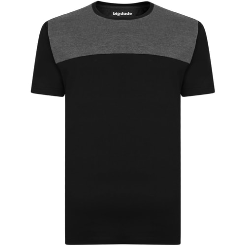 Bigdude Cut & Sew 2 Tone T-Shirt Black/Charcoal Tall