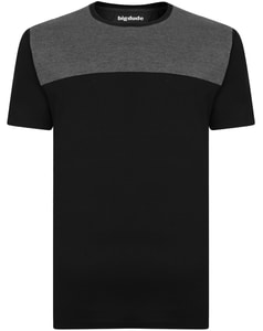 Bigdude Cut & Sew 2 Tone T-Shirt Black/Charcoal Tall